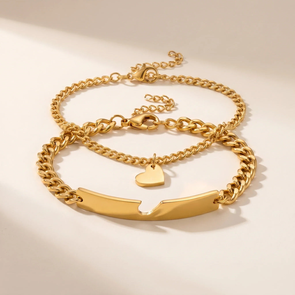 Heart Cutout Bond Matching Bracelet Set