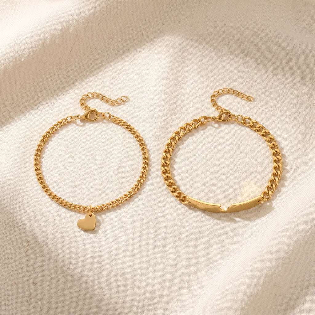 Heart Cutout Bond Matching Bracelet Set