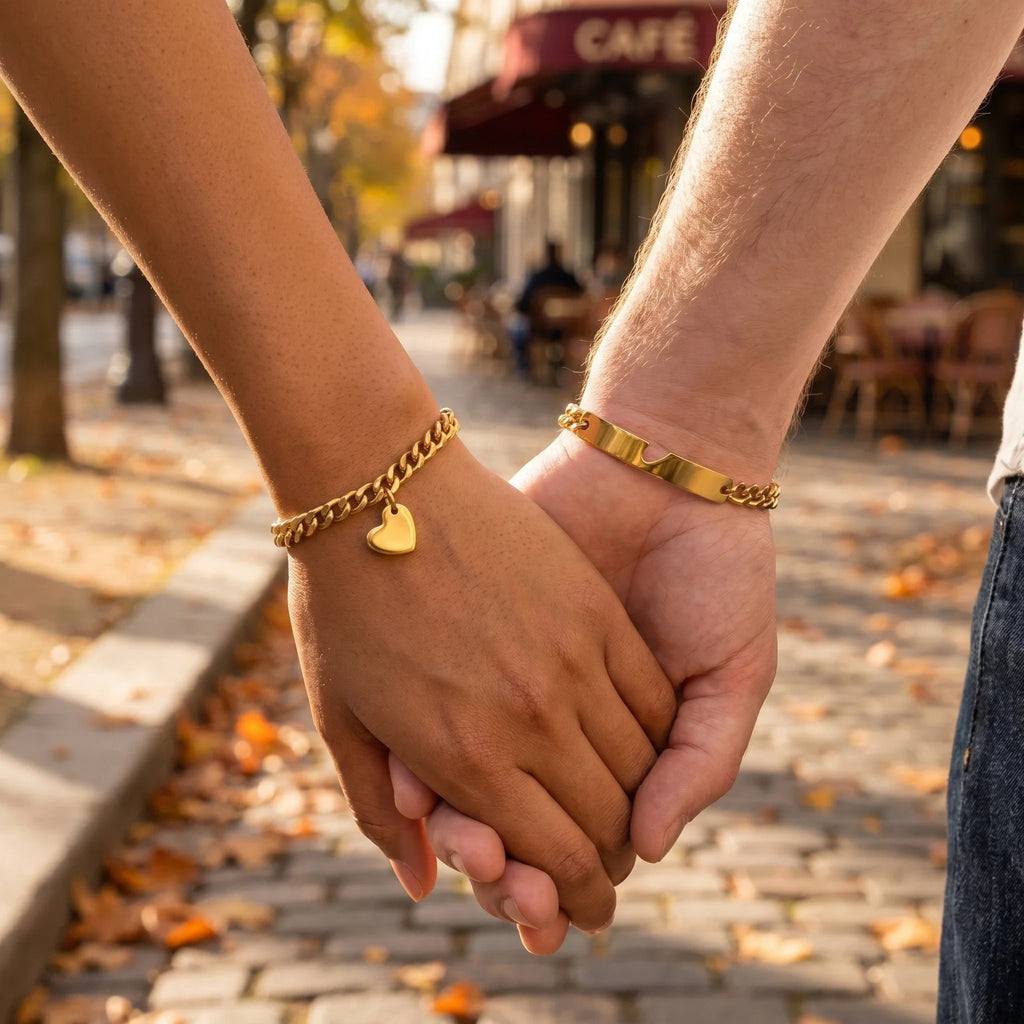 Heart Cutout Bond Matching Bracelet Set