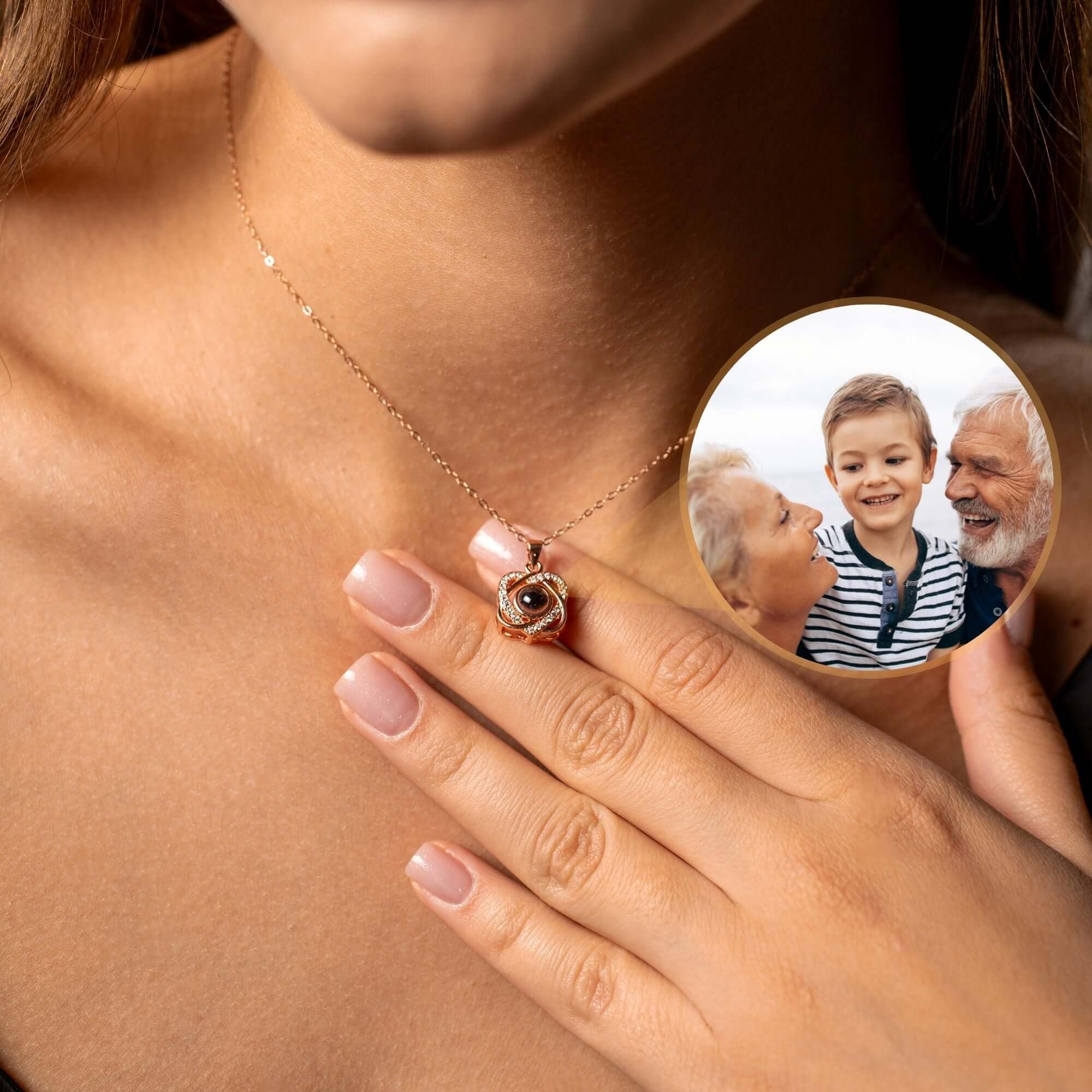 Double Heart Photo Necklace