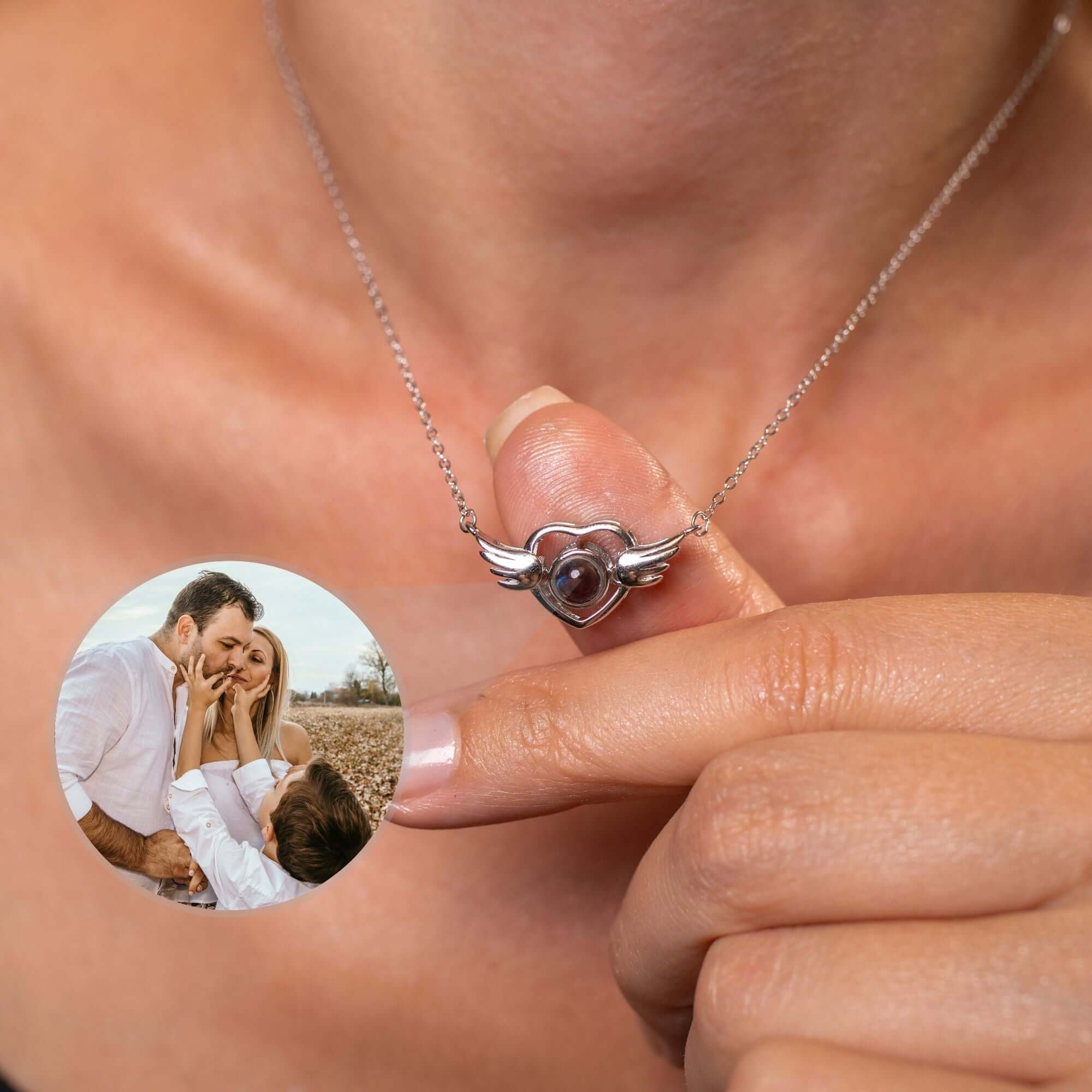 Flying Heart Photo Necklace