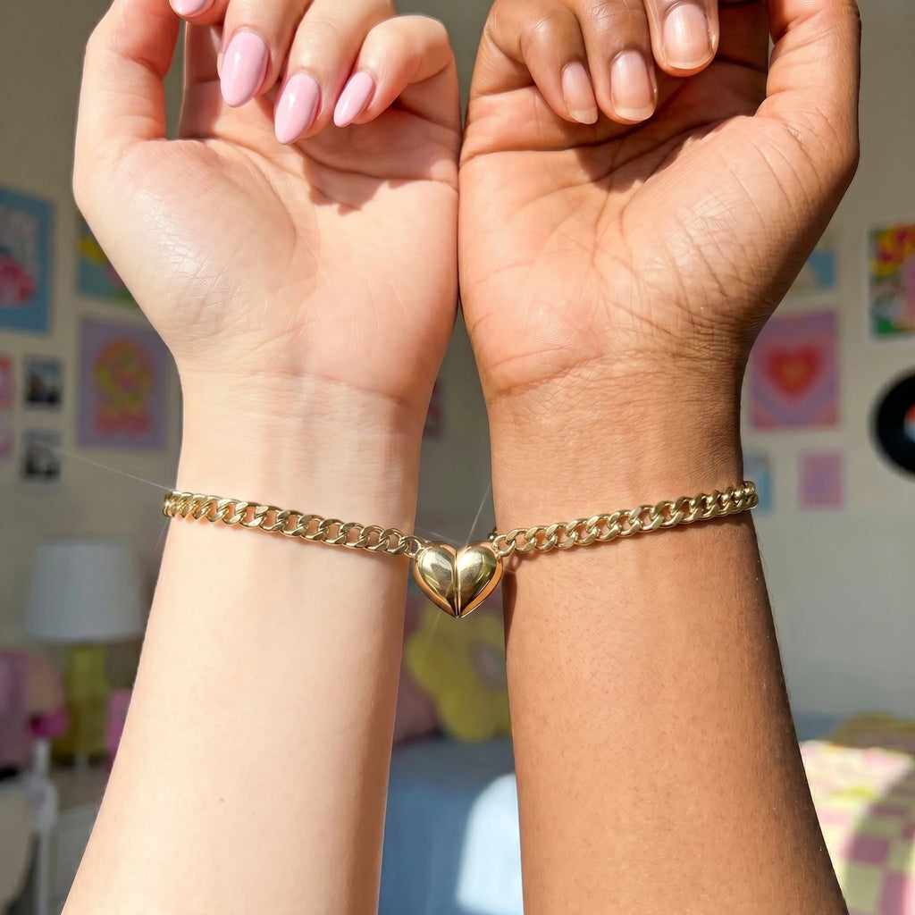 Magnetic Heart Bond Matching Bracelet Set