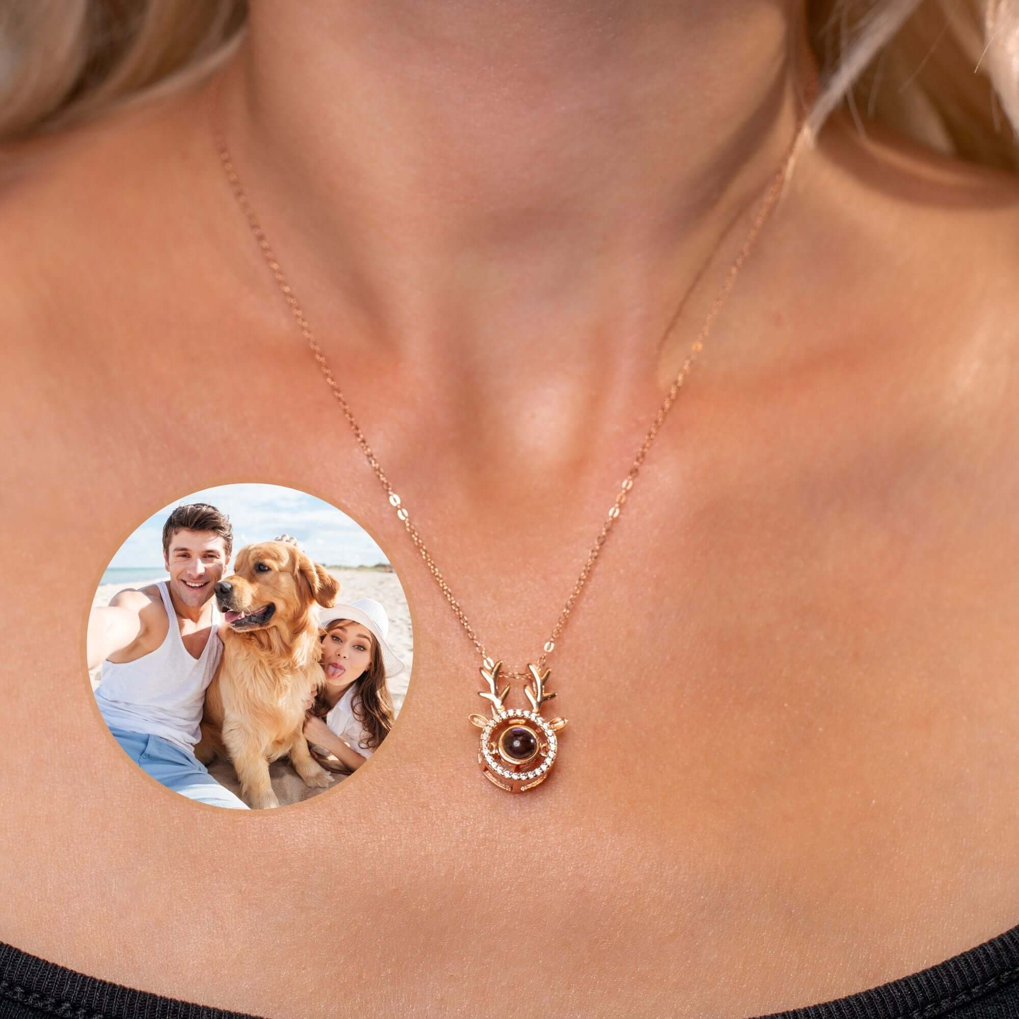Reindeer Photo Necklace